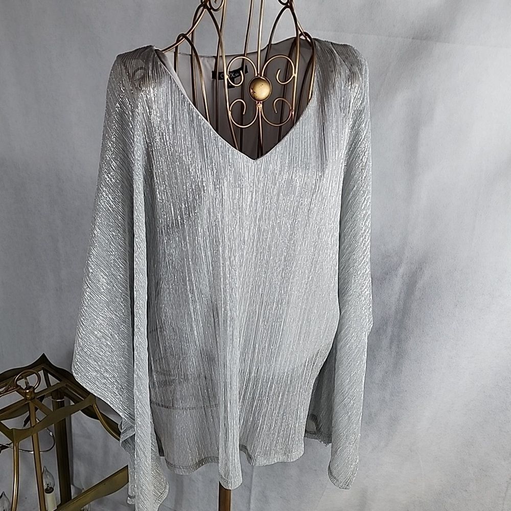 Shimmery Festive Sparkle Silver Shimmer Rhinestone accent Chiffon